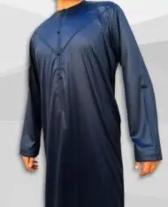 Qamis Emirati à zip tissu Precious bleu nuit satiné