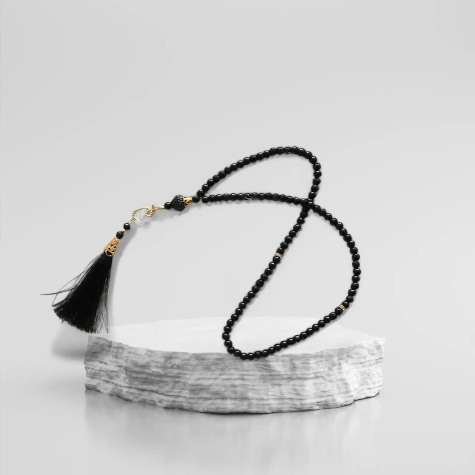 1000086238.png Chapelet (Sebha) de luxe à 99 perles - Couleur noir – Image 1