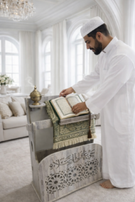 Support pour tapis de prière, Coran et encensoir – Beige – Image 3