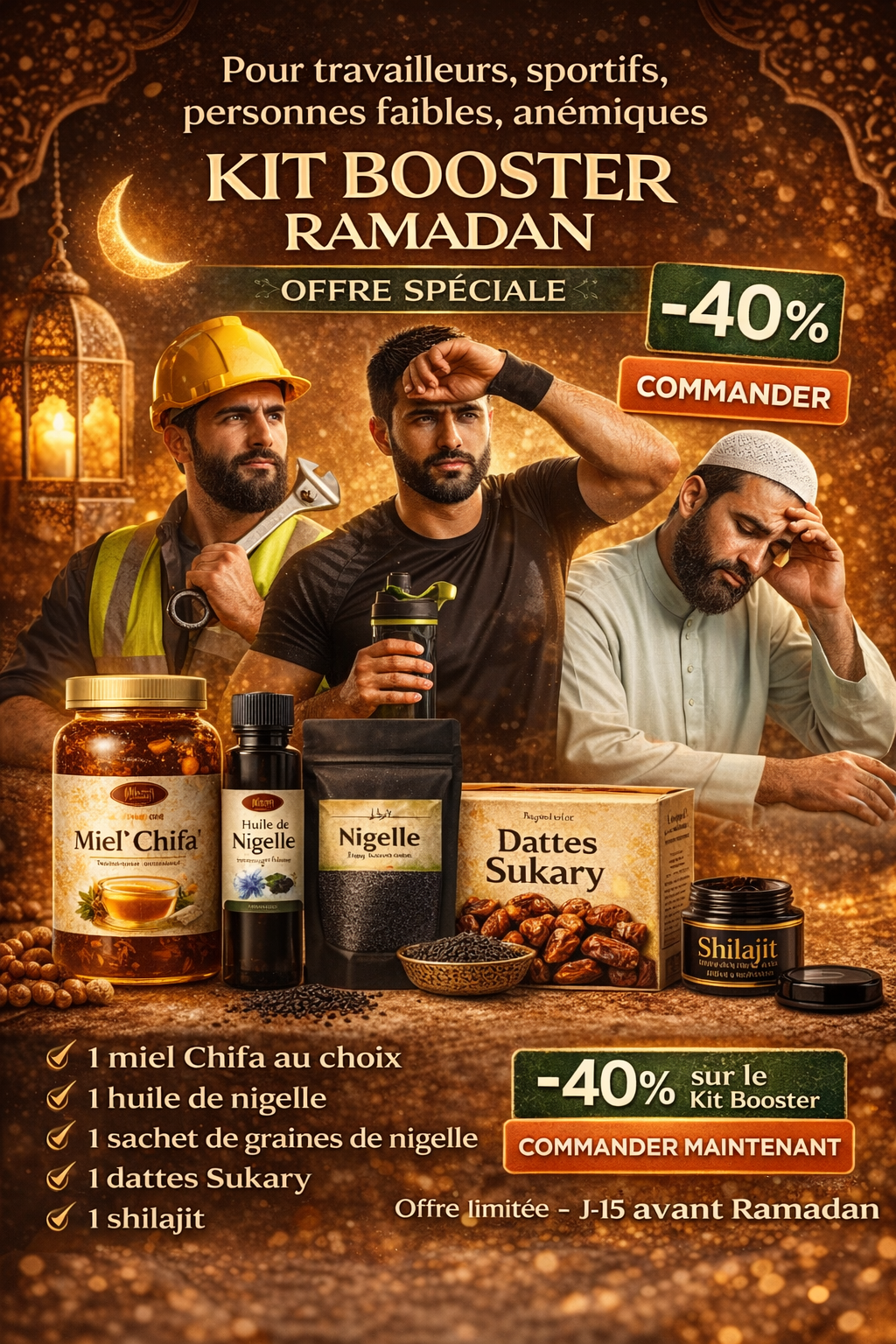 2026/02/328883.png Kit Booster Vitalité – Huile de Nigelle, Miel Nigelle & Gelée Royale, Shilajit, Dattes Sukary – Image 1