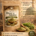 Henné de Médine en poudre 100% pur – Fortifie cheveux, barbe et soin naturel peau | Naturax